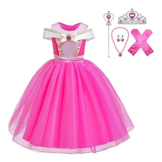 Vestido De Princesa Niña Disney Bella Frozen Fiesta + Extras