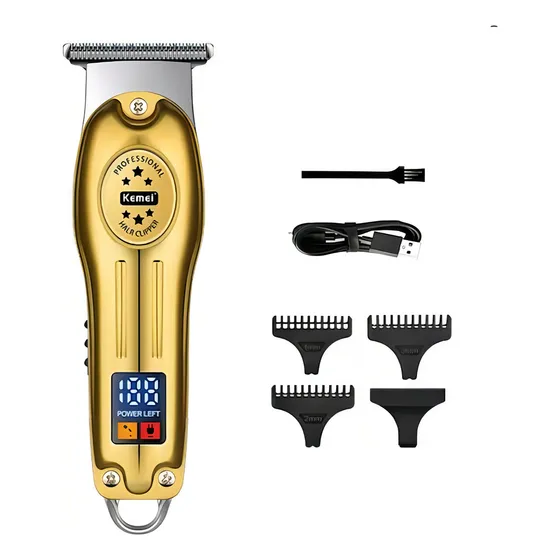 Recortadora Trimmer Patillera T Kemei Km-678 Barberia Pro Color Dorado