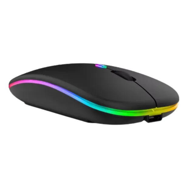 Mouse Gamer Inalámbrico Recargable Con Bluetooth Y Wireless Negro