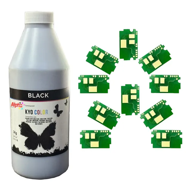 1 Kilo De Toner Y 10 Chips Para Kyo Ma2100 Pa2100 Tk-5442