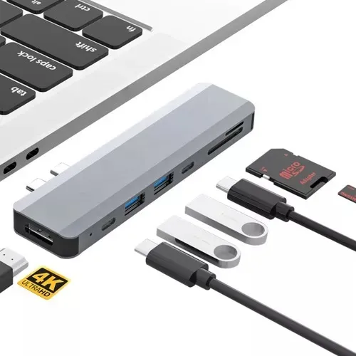 Usb Hub Tipo C 3.1 Dual Con Tarjeta Sd Hdmi 4k Usb 3.0