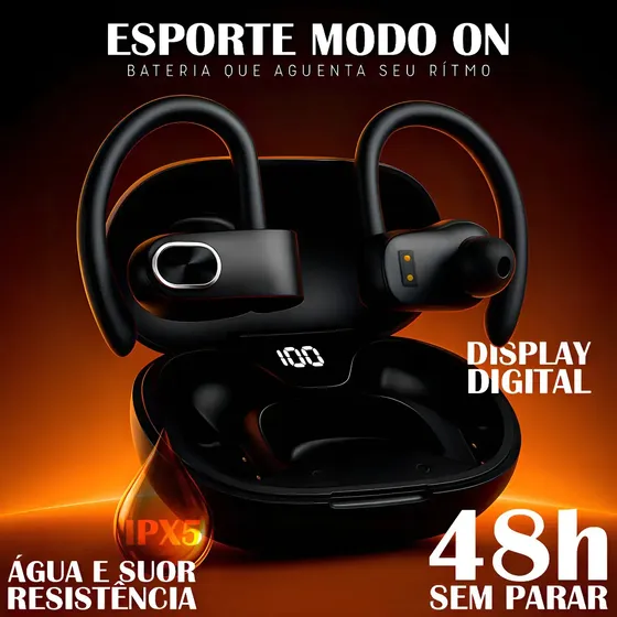Fone Ouvido Bluetooth A Prova Dagua 5.3 Profissional Sem Fio Compatível Com Iphone Samsung Xiaomi Lenovo Motorola Android Ios Wireless Tela Led Caixinha De Carregar Usbc Tipo C Microfone Cancelador