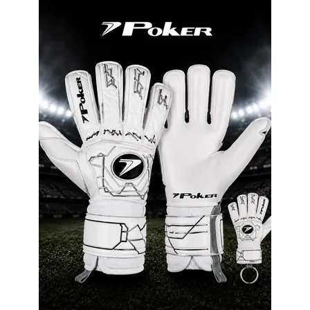 Luva De Goleiro Profissional Futebol Campo Poker Champion 9 Branco/prata/cinza 10