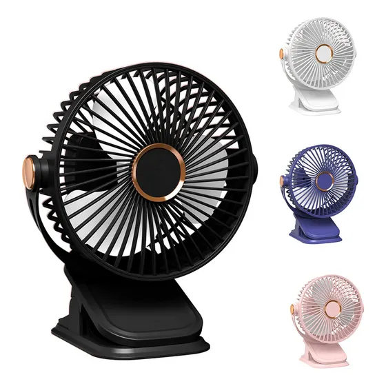 Ventilador De Escritorio Con Luz 5 Velocidades Diámetro 15cm Estructura Negro