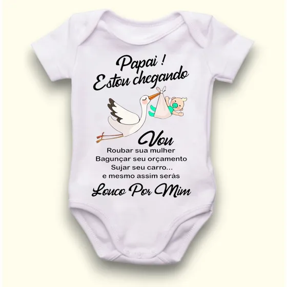 Body Bebê Frases Papai Estou Chegando F157