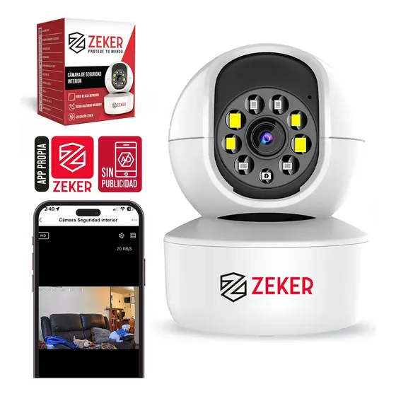 Cámara De Seguridad Interior Wifi Ip Zeker 2mp 2.4g Pan Tilt App Zeker
