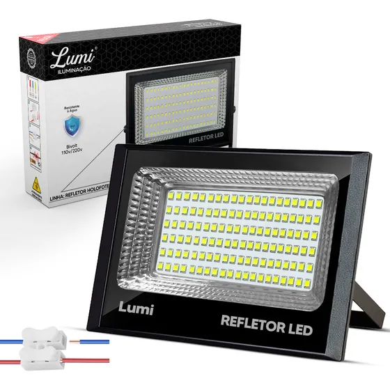 Luminária Holofote Slim Super Led Refletor 200w Ip65 127/220V Cor da carcaça Preto Cor da luz Rfe:6023 Branco-frio(6500K)