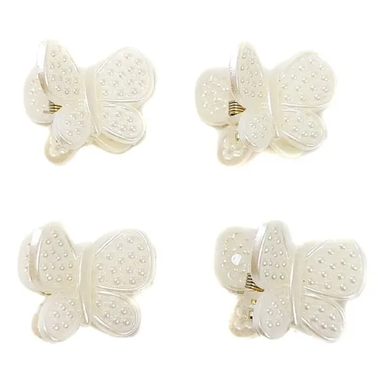 Set De 4 Mini Pinzas Ganchetas Perlas Para El Cabello