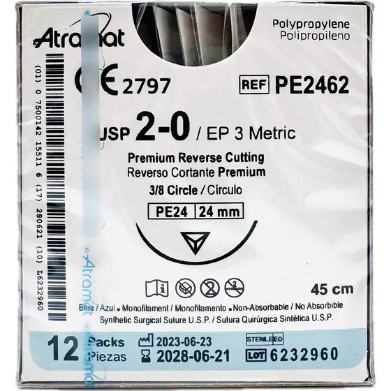 Sutura Polipropileno 2-0 (prolene) Ref: Pe2462 Atramat