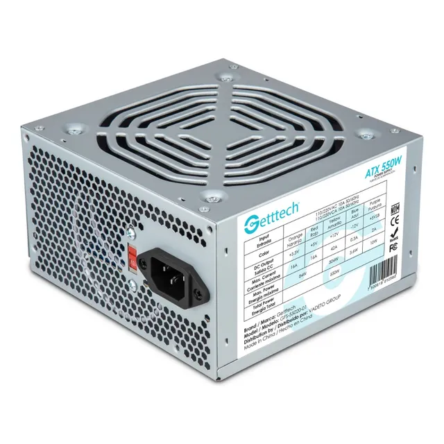 Fuente de poder Getttech 550w Atx 2 conectores Sata Molex no modular GFS-55020-01