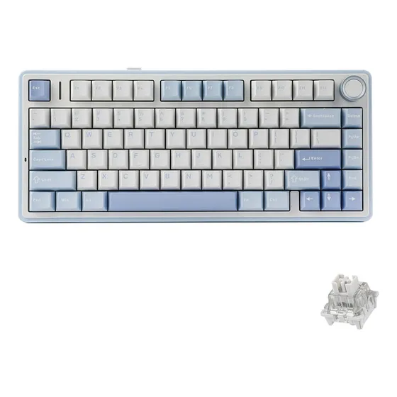 Teclado Aula F75 Sem Fio Mecânico Tri Mode Hot Swap Cor de teclado Azul Sal Marinho Idioma Inglês US
