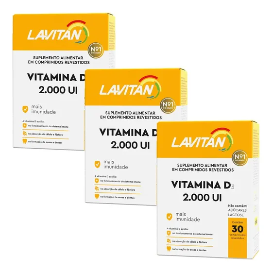 Kit Com 3 - Lavitan Vitamina D 2000 Ui D3 Cimed Original