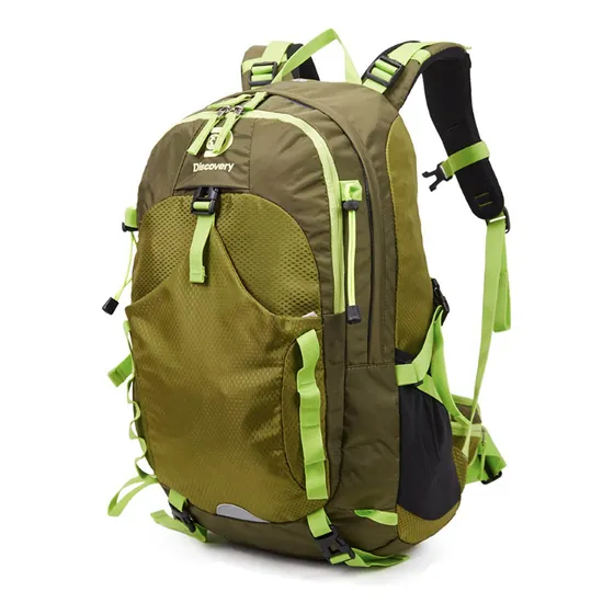 Mochila Camping Discovery 45l Portanotebook Silbato Trekking Color Verde Diseño De La Tela Liso