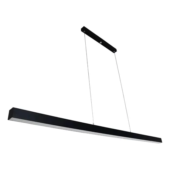 Luminaria Lustre Pendente Retangular Led Integrado 50w 115cm Cor Preto- luz fria 6.000K 127V/220V