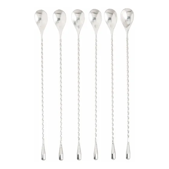 Juego 6 Cuchara Coctel Profesional Acero Inoxidable