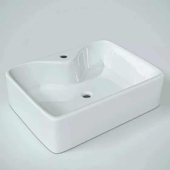 Lavamano Sobreponer Rectangular Griferia P/griferia 48x37cm 