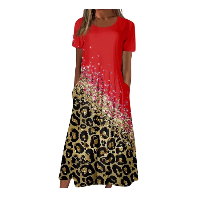 Perfectbot-vestido Falda Larga Plisada Holgada Estampado