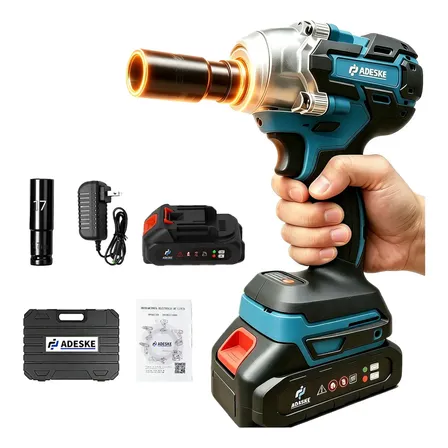 Chave De Impacto Adeske 21v Sem Fio Profissional Com Bateria E Carregador Azul 127/220v 50hz/60hz