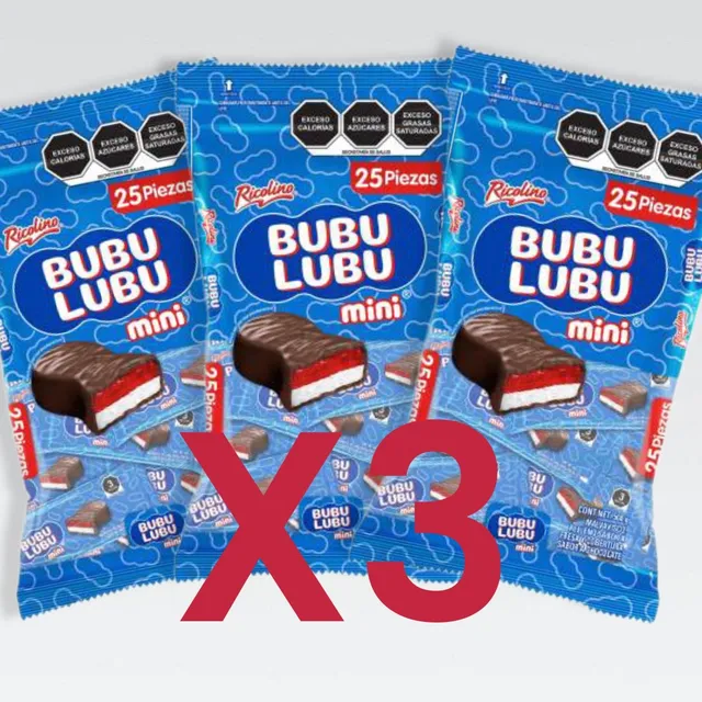 Bubulubu Mini Ricolino Pack 3 Bolsas De 25 Pz De 20g C/u