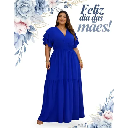 Vestido Evangélico Elegante Plus Size Longo Soltinho Moderno