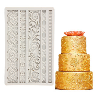 1pcs Molde De Silicona Barroco Encaje Curvado Fondant Pasta 1pcs Molde De Silicona Barroco Encaje Curvado Fondant Pasta