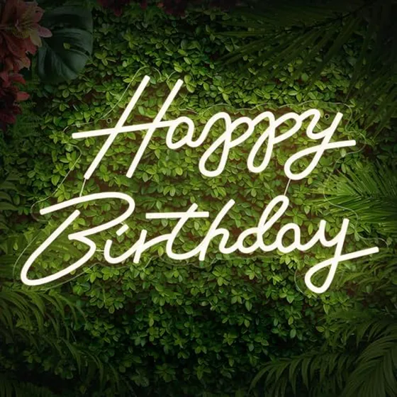 Cartel Neon Feliz Cumpleaños Con Luz Led