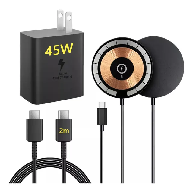 45W Cargador Rápido Tipo C De 2 Metros Cable Para Galaxy S25 Ultra/s25+/s24ultra/s24+ /A56/A36 15W Cargador Magnético Inalambrico De Seguridad De 15w Para iPhone Compatible Con 15/14/13/12 Series