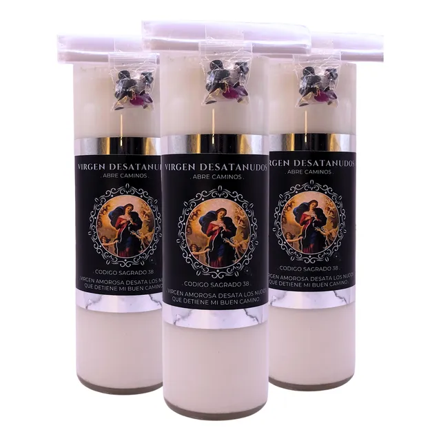 3 Pack Veladora Virgen Desatanudos Mantrada Con Intención