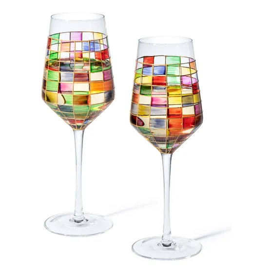 2 Copa Vino Teñida Color Multicolor Regalo Bar Casa