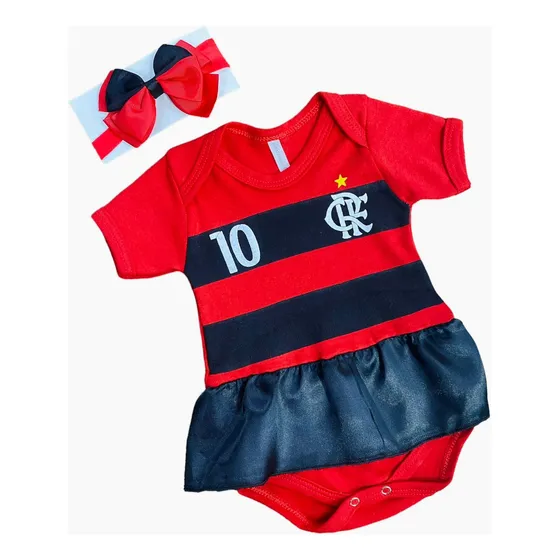 Body Bebe Infantil Mesversario Tematico Futebol Flamengo 