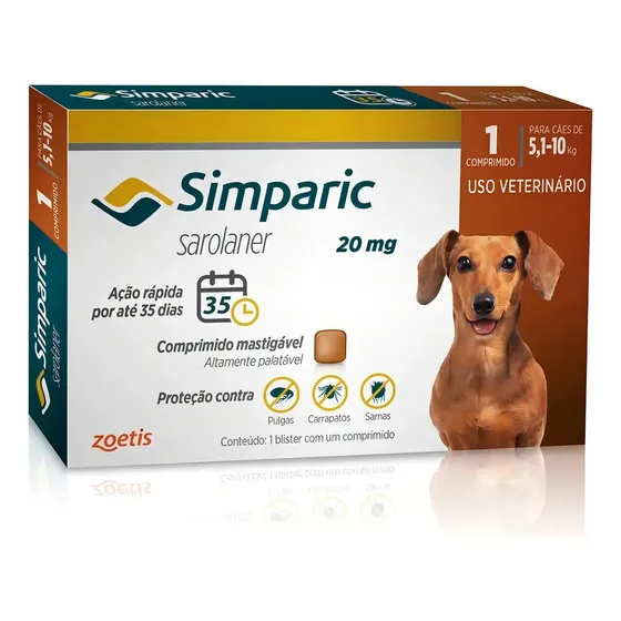 Simparic Zoetis 20 mg Pulgas y Garrapatas Perro 5-10 kg | Cuotas sin interés