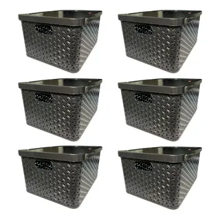 Kit C/ 6 Cesto Caixas Organizadoras Rattan 7l C/ Tampa Preto Kit C/ 6 Cesto Caixas Organizadoras Rattan 7l C/ Tampa Preto