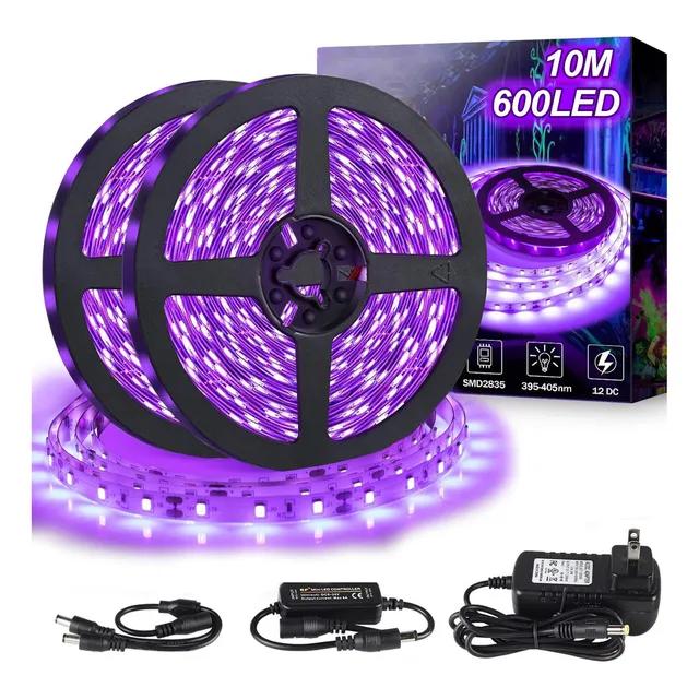 Goodea Kit Tira De Luz Led Uv Negro Para Fiesta De Baile 10m (2x5m) Luz Purple tira led,tira de led,tira luz led,leds,UV,tiras led,tira leds,led rgb,kit,luces let,color
