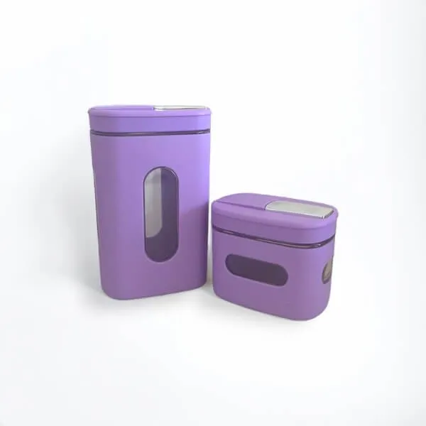 Kit Pampera Yerbera Y Azucarera Con Visor Y Pico Vertedor