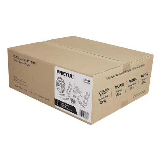 Caja C/accesorios Y Llanta Neumática 16' P/carretilla,pretul