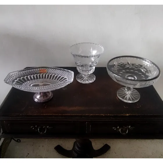Fuentes De Cristal Y Silver Plate Centro De Mesa  Precio C/u