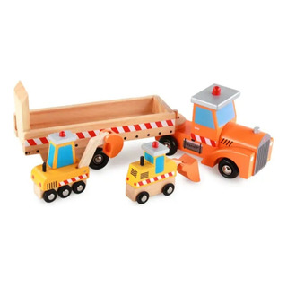 Juguete Camion Rampa Maquinas De Construcción Madera Niños Juguete Camion Rampa Maquinas De Construcción Madera Niños