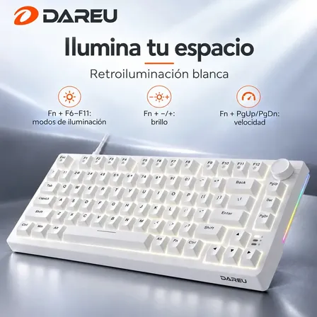 Teclado Mecánico Gamer Dareu EK75 75% QWERTY Inglés Blanco
