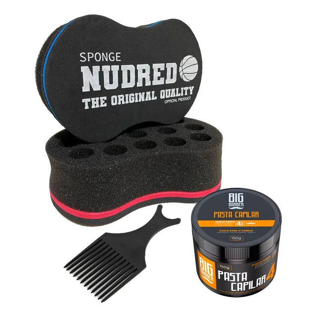 Kit Bucha Esponja Nudred Original + Pasta + Pente Garfo