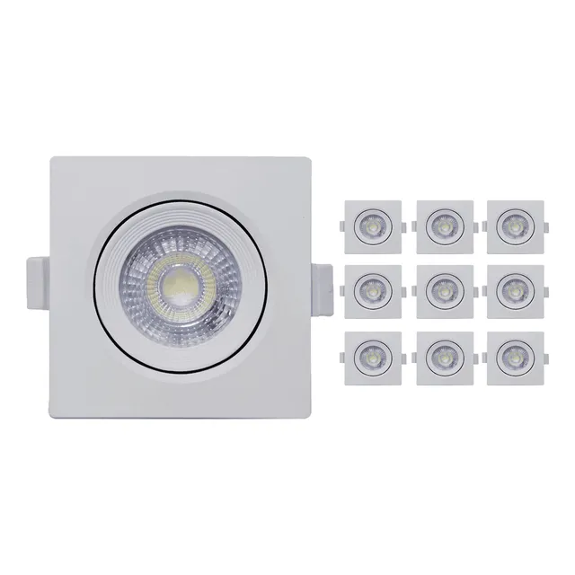 Kit 10 Spot Led Embutir 5w Quadrado 6500k Branco Frio Bivolt