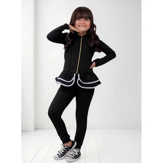 Conjunto Infantil Menina Blogueirinha Balone Frio Moleton
