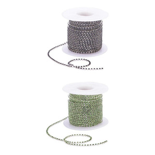 2 Rollos De 10 Metros De Cadena De Cristal De Colores Con 2 Rollos De 10 Metros De Cadena De Cristal De Colores Con