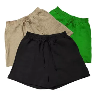Kit 3 Shorts Duna Feminino VerĂŁo Curto Tecido Leve Macio Kit 3 Shorts Duna Feminino VerĂŁo Curto Tecido Leve Macio