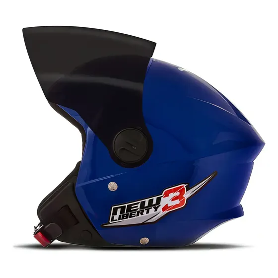 Capacete Aberto Pro Tork Liberty Three para Moto Com Viseira Fumê Azul — foto 2