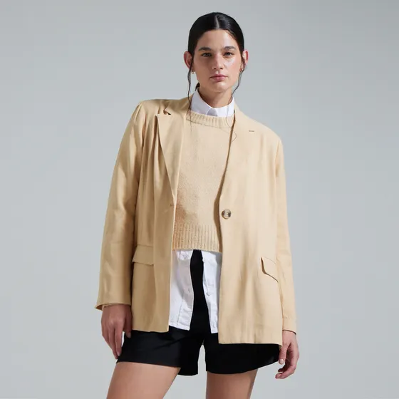 Blazer Mujer Ostu Blazer Café Viscosa 40400011-80216