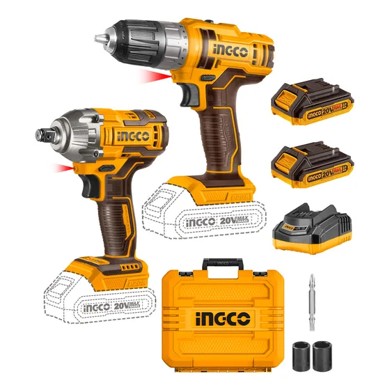 Llave Impacto + Taladro Atornillador Ingco C/acccesorios