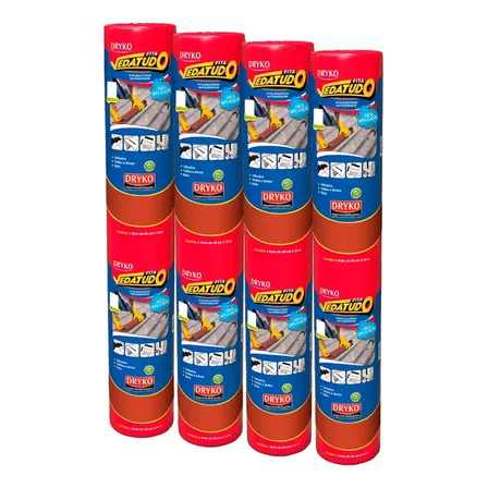 Kit 4 Manta Asfáltica Adesiva Dryko 90cm x 10m Terracota Telhado DRYKO DRECOM 4.