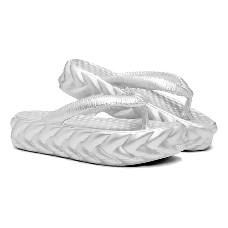 Chinelo Corda Trançado Metalizado Plataforma Leve Macio