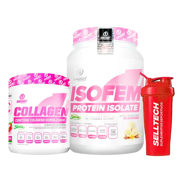 Pack Enery Nutrition Isofem 1.2kg Vainilla+colágeno 500gr