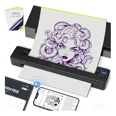 Impressora Portátil Decalque Tatto Bluetooth A4 Ios Android Preto 127/220v